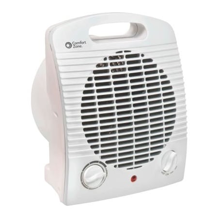 Comfort Zone Personal Compact Heater W/ Adjustable Thermostat, 120V, White, 1500 Watt CZ35E
